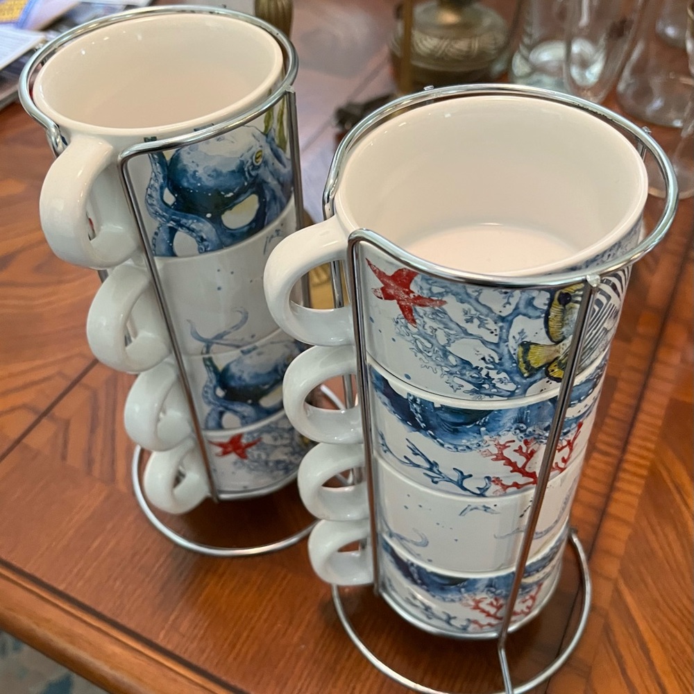 8 tea cups with stand